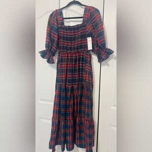 Aura Plaid Kids Dress - Navy and Red